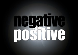 Word art of the words "negative positive"