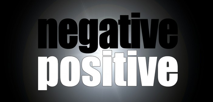 Word art of the words "negative positive"