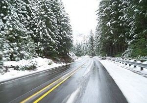 Stock photo of a winter highway road
