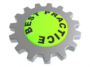 Stock photo of a silver gear that with the words "Best Practice" in the middle of it