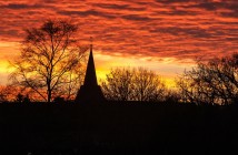 Sources of Authority for Pastoral Leadership Stock photo of a silhouette of a church in a sunset