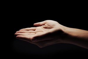 Stock photo of an empty, outstretched hand