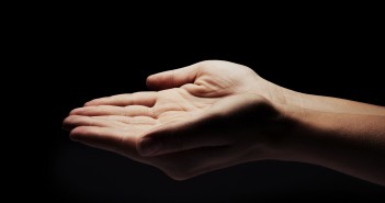 Stock photo of an empty, outstretched hand