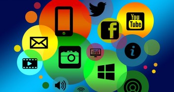 Clip art of a bunch of technological/social media icons