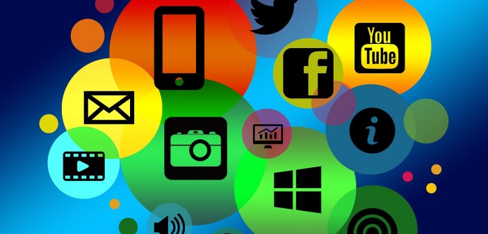 Clip art of a bunch of technological/social media icons