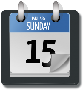 Stock photo of a day-by-day calendar. It is Sunday, January 15