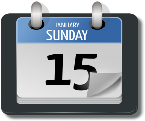 A day-by-day calendar. It is Sunday, January 15