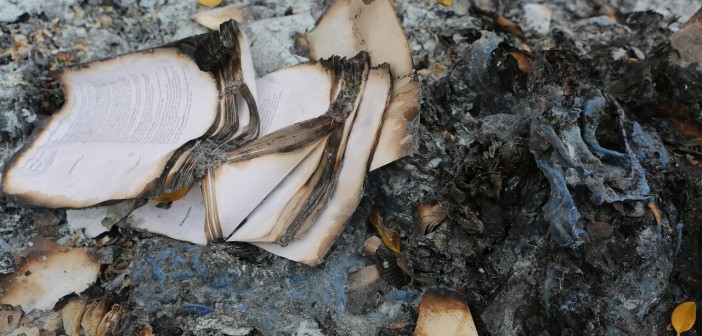 Stock photo of a book that has been burned