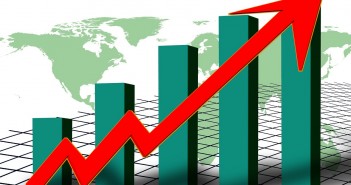 Clip art of a bar graph that shows an upward trend