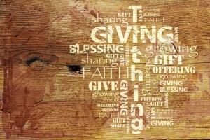 Stylized text: Giving, Tithing, Blessing
