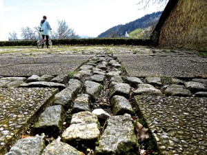 Stock photo of a cobblestone road