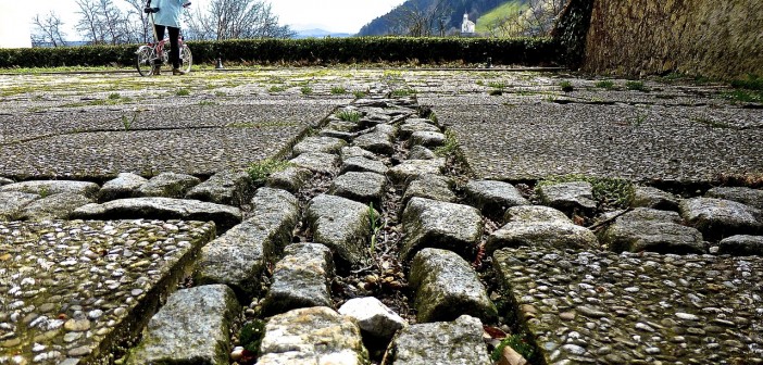 Stock photo of a cobblestone road