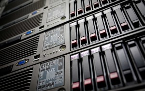 Stock photo of the back of a computer hard drive