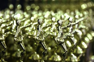 Stock photo of a bunch of Karate trophies