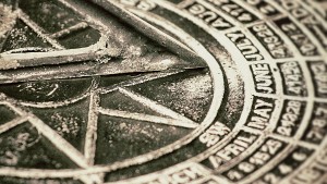 Closeup stock photo of a sun dial