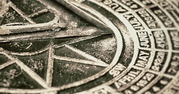 Closeup stock photo of a sun dial