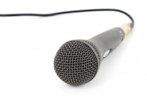 Stock photo of a wired microphone