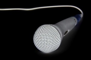 Stock photo of a wired microphone