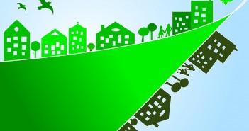 Clip art of a green city skyline