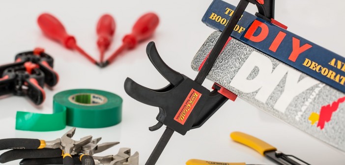 Stock photo of a bunch of home renovation tools