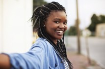 Stock photo of a young, smiling African American woman