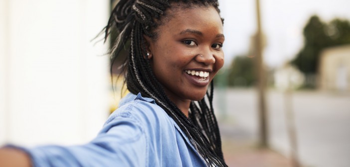 Stock photo of a young, smiling African American woman