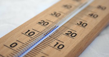 Stock photo of a thermometer. It is 24 degrees.