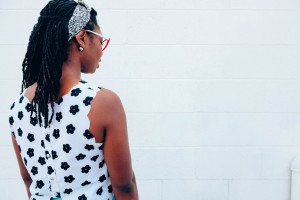Stock photo of the back of an African American woman