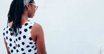 Stock photo of the back of an African American woman