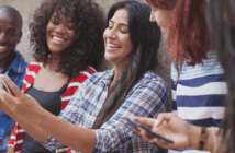 Diverse group of young adults taking a selfie