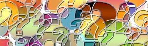 Multi-colored collage of a bunch of question marks