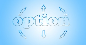 Clip art of the word "OPTION" with six arrows pointing away from it