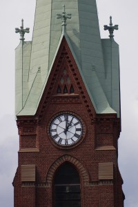 stock photo of steeple with clock