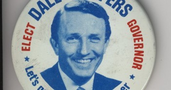 Stock photo of a campaign button for gubernatorial candidate Dale Bumpers