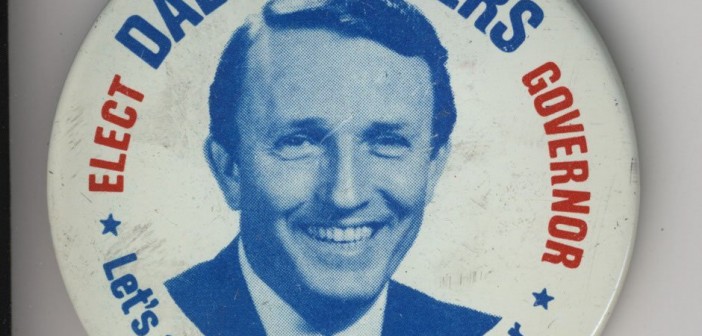 Stock photo of a campaign button for gubernatorial candidate Dale Bumpers