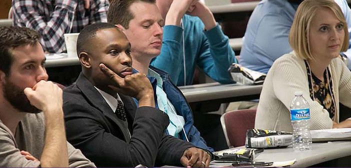 Image of students in class listening to a lecture