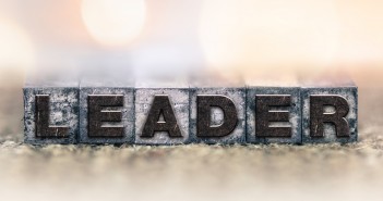 The word leader spelled out in typeset lettering