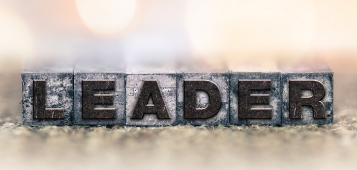 The word leader spelled out in typeset lettering