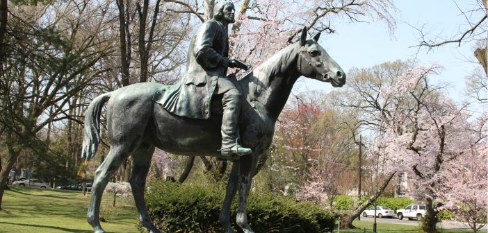 Photo of John Wesley on horseback statue