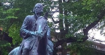 Photo of a John Wesley on horseback statue