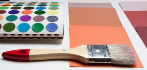 Photo of a paint brush and color swatches