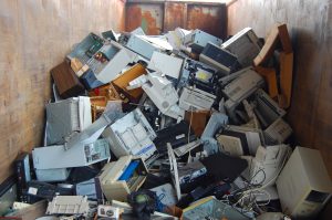 Photo of computers to be trashed.