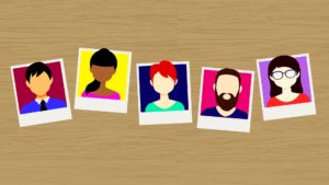 Avatar images of 5 individuals posted to a bulletin board.