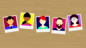 Avatar images of 5 individuals posted to a bulletin board.