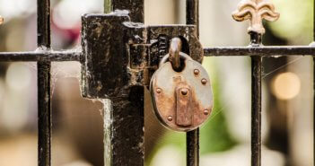 Padlock on an old church gate