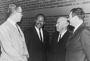 Group photo including Dr. Martin Luther King, Jr., and Dr. L. Harold DeWolf