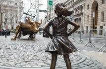 Leading Unafraid Fearless Girl statue on Wall Street photographed by Anthony Quintano at https://ow.ly/CfYZ30jSneY