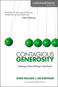 CONTAGIOUS GENEROSITY book cover featuring a Newton's cradle