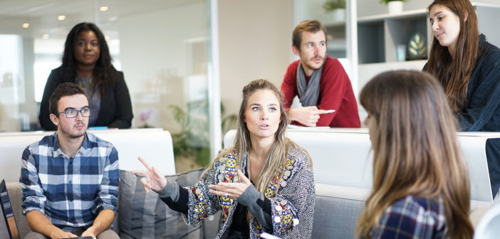 Woman leading a group meeting