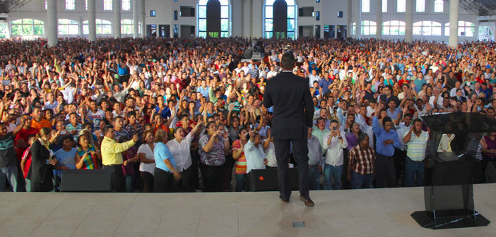 Worship service in a large church